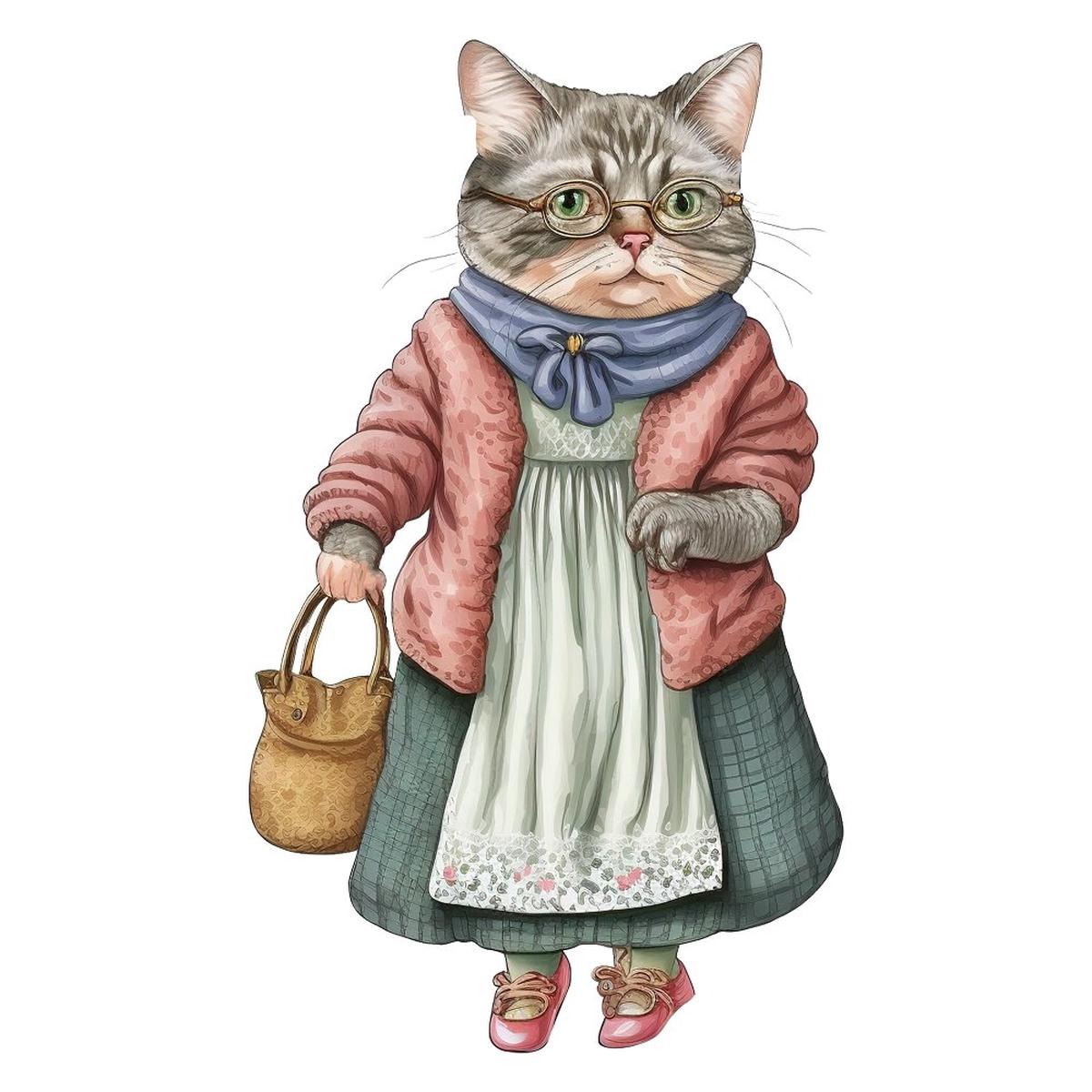 Cat Grandma 3 Fabric Panel