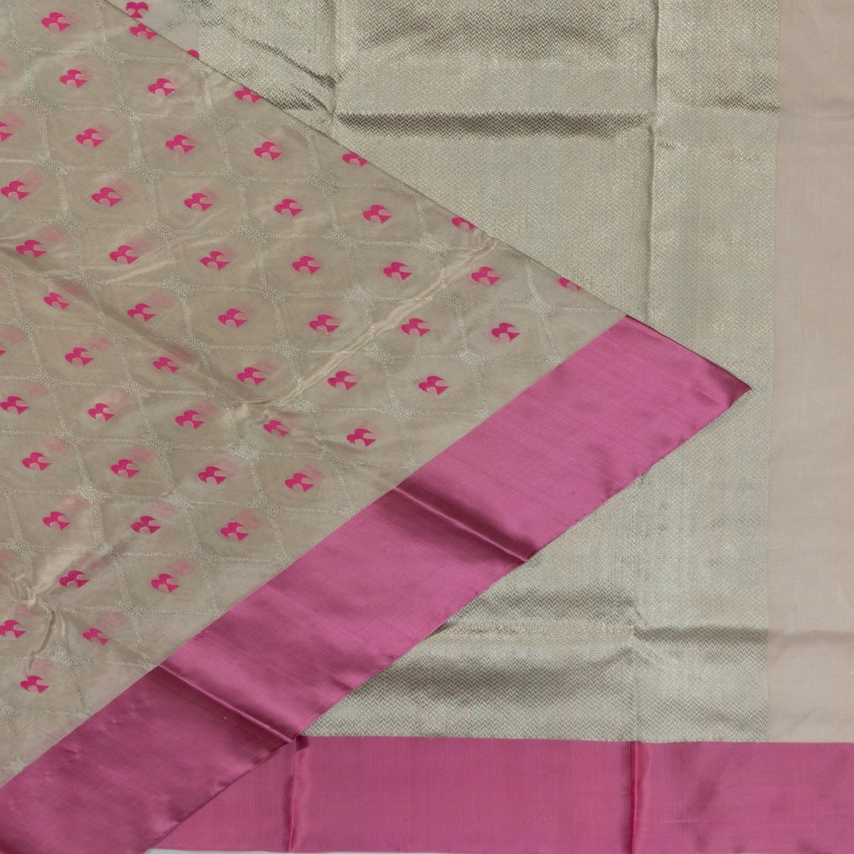 Chanderi Silk Jaal And Butta Off White Saree