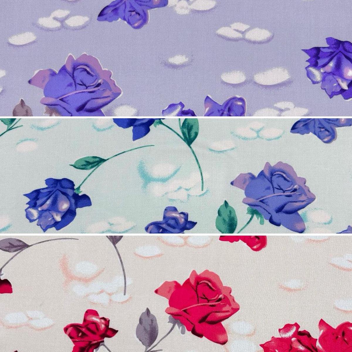 Roses and Spots Viscose Challis Fabric
