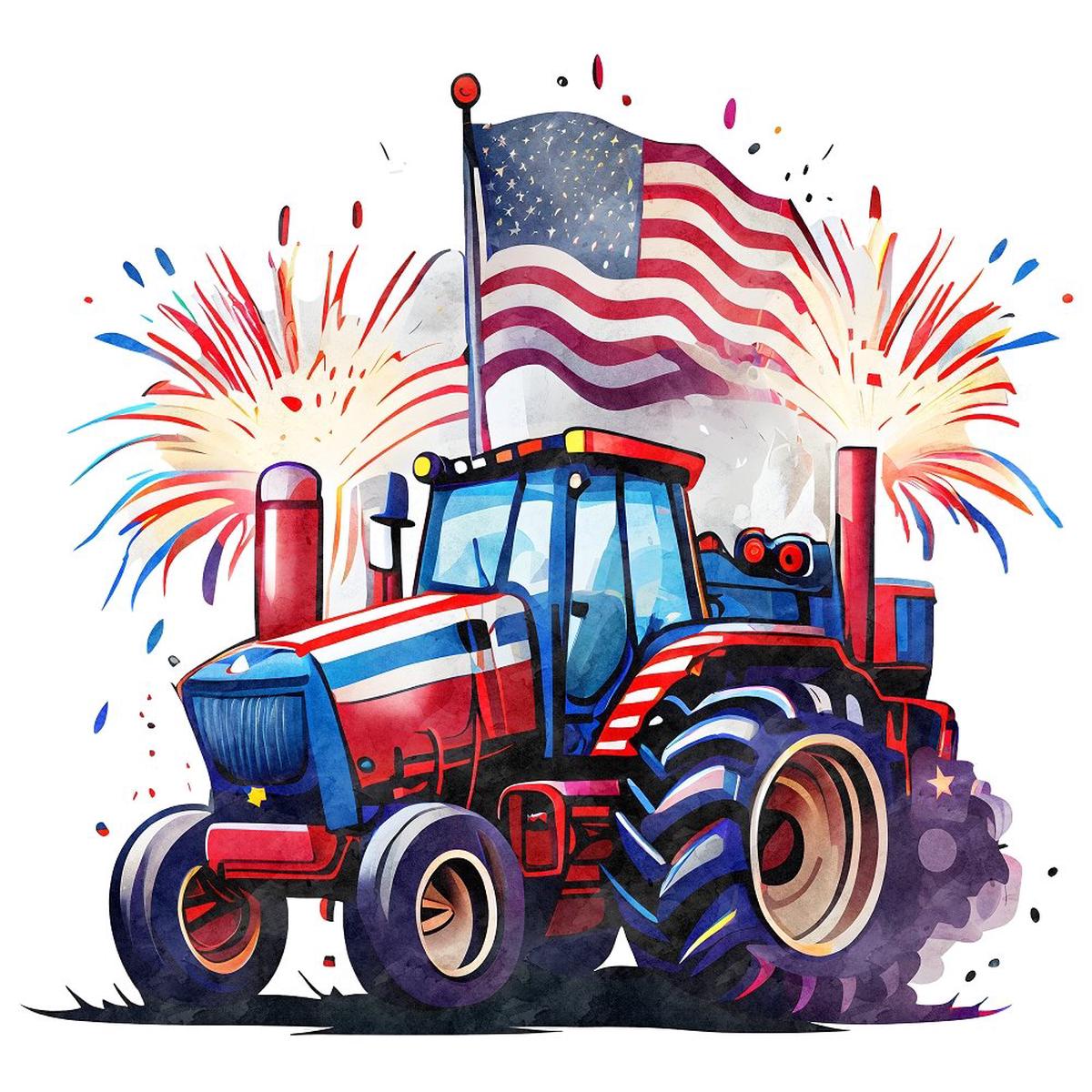 4th of July Tractor Fabric Panel