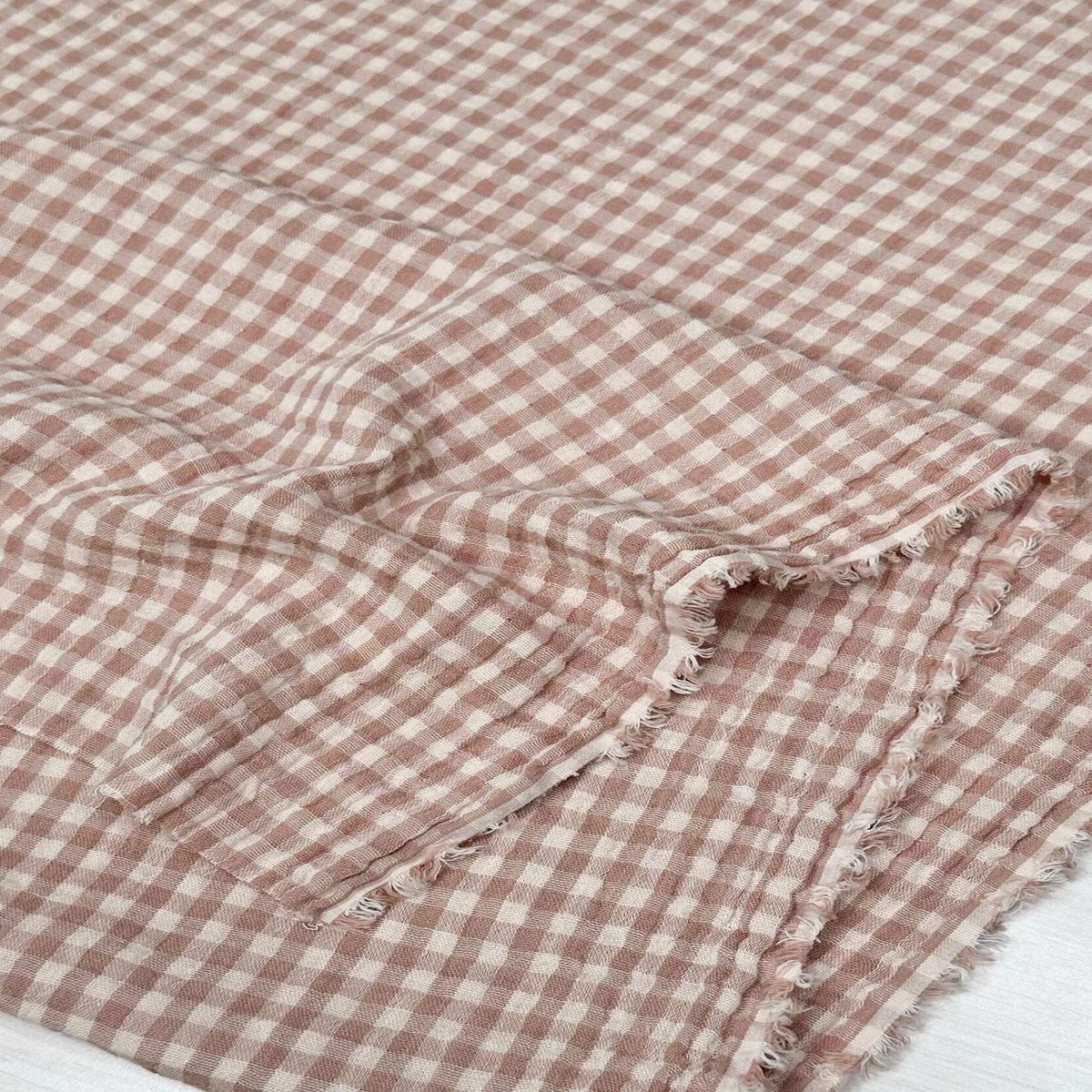 Gingham Organic Double Gauze Natural / Rose