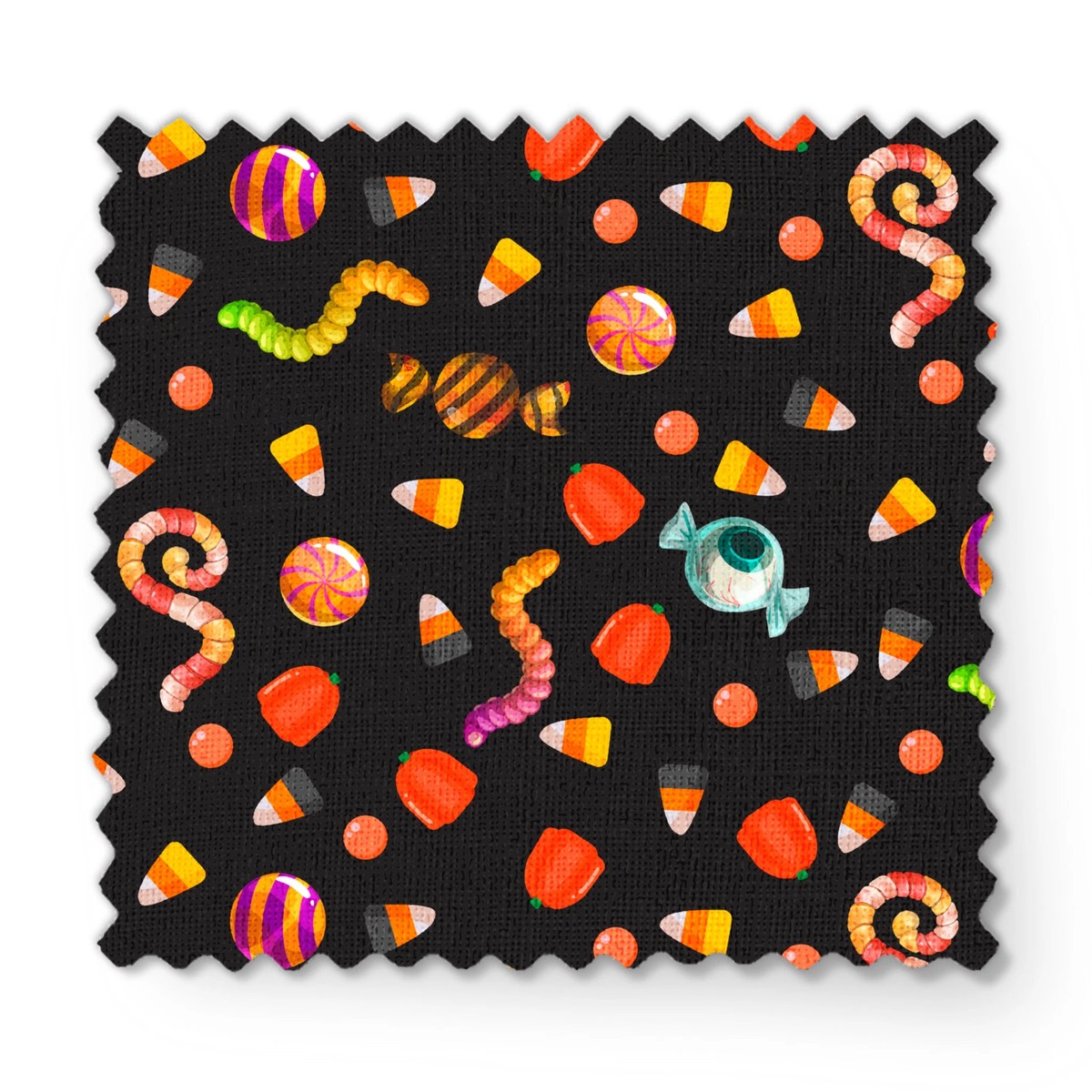 Kate Ward Thacker Halloween Candy on Black Fabric