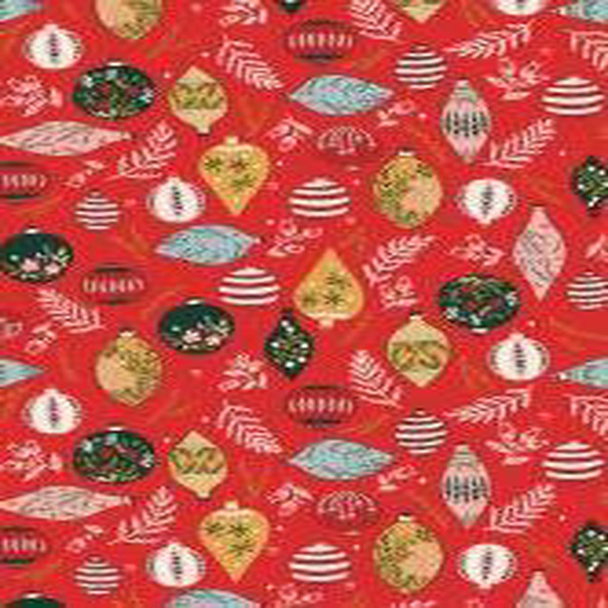 Merry Memories Deck The Trees By Yuan Xu For RJR Fabrics Poinsettia / Metallic