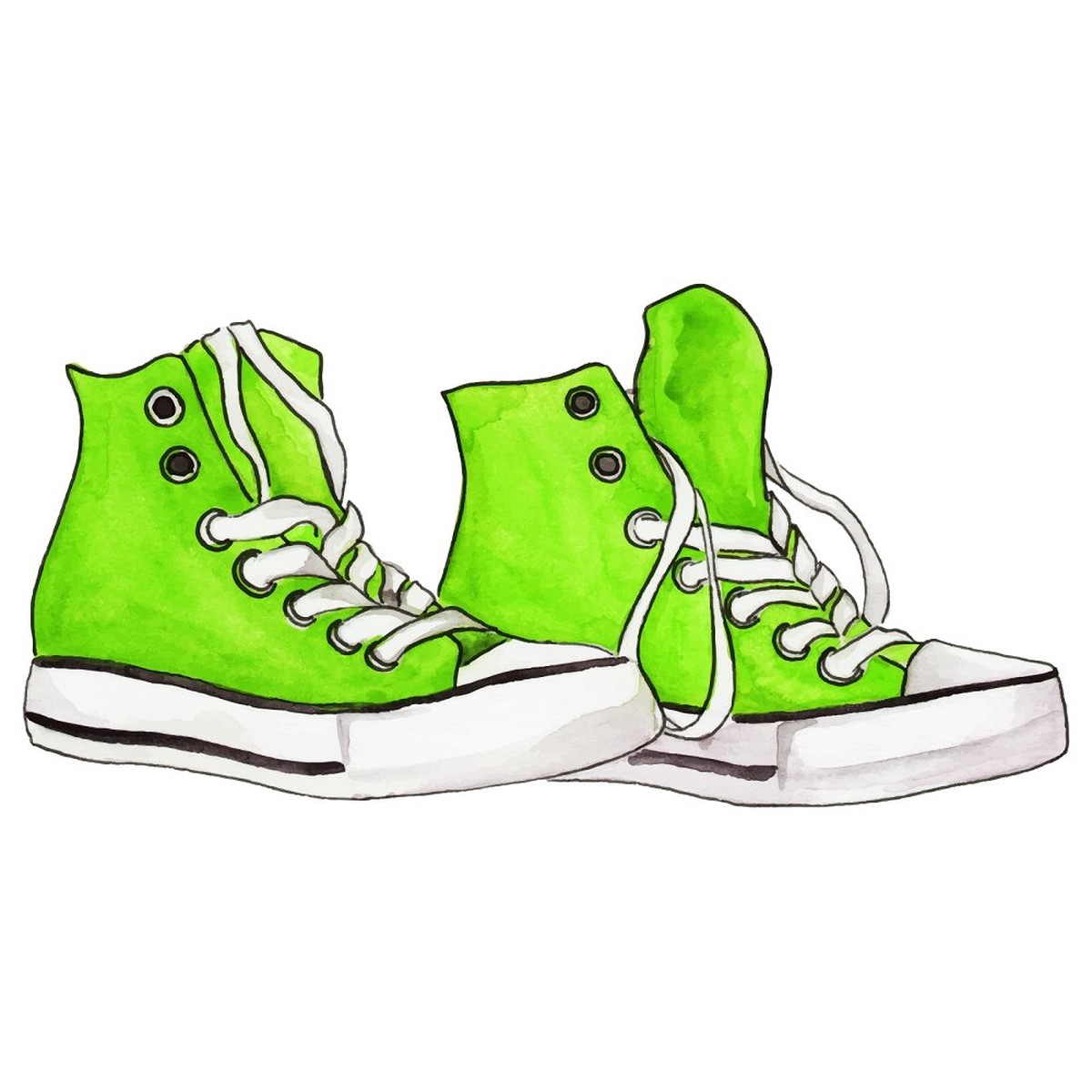 Watercolor High-Tops Fabric Panel - Green