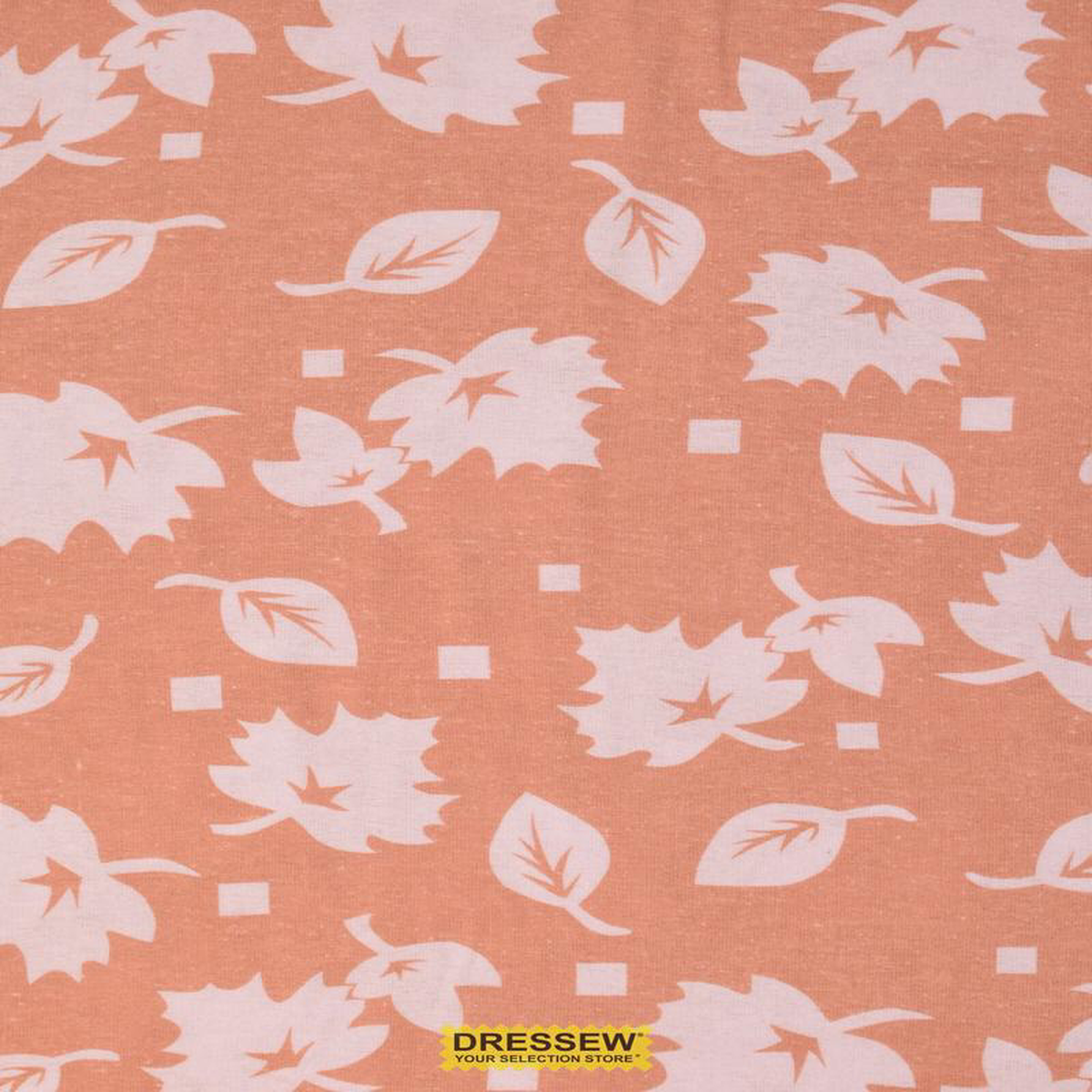 Leaves Lightweight Brushed Cotton Dark Peach White