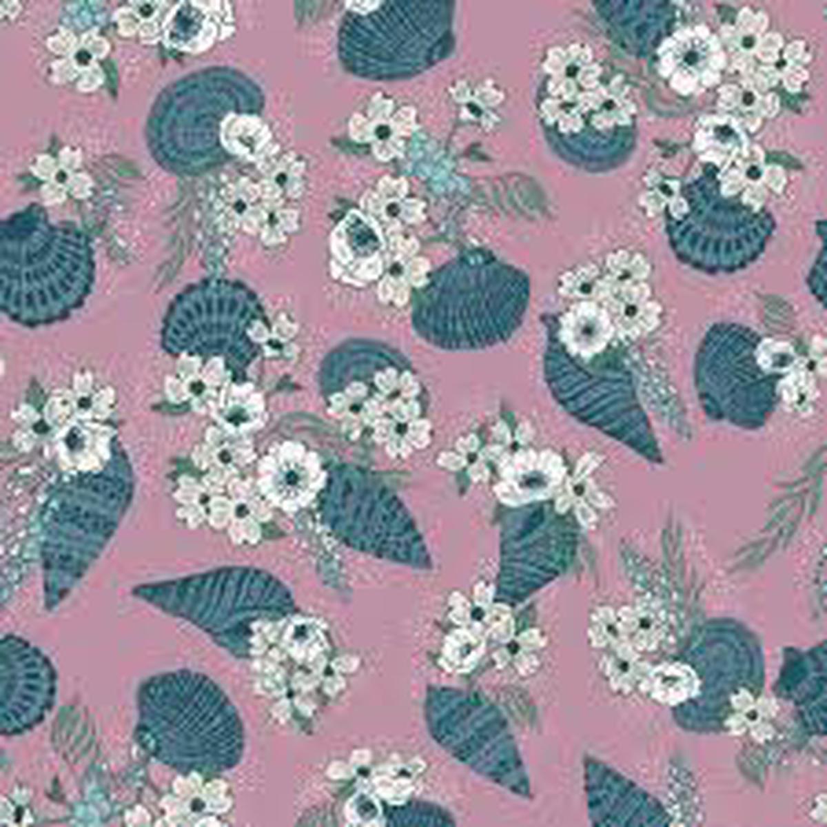 Seashell Serenade - Sea Bouquet - Dusty Pink 44" / 45" Fabric Per Yard
