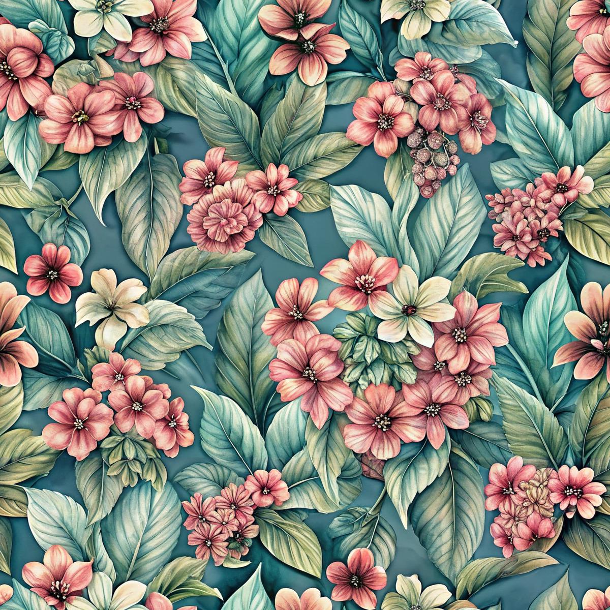 Beautiful Flowers Euphorbia Pattern 14 Quilting Cotton Fabric