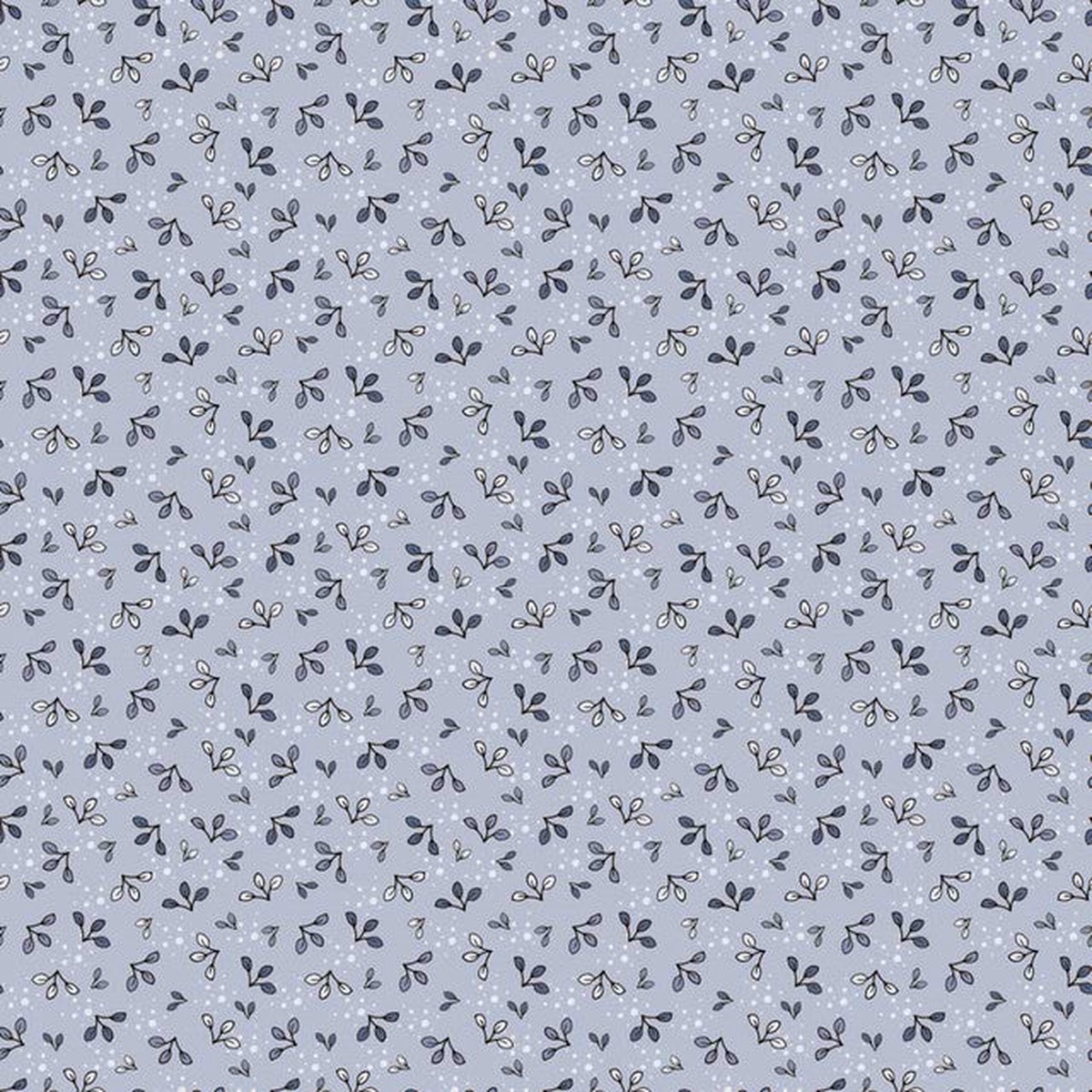 Fabric Stof Light Blue Leaves The Sweetest Embrace by the Quarter Yard 4514-534