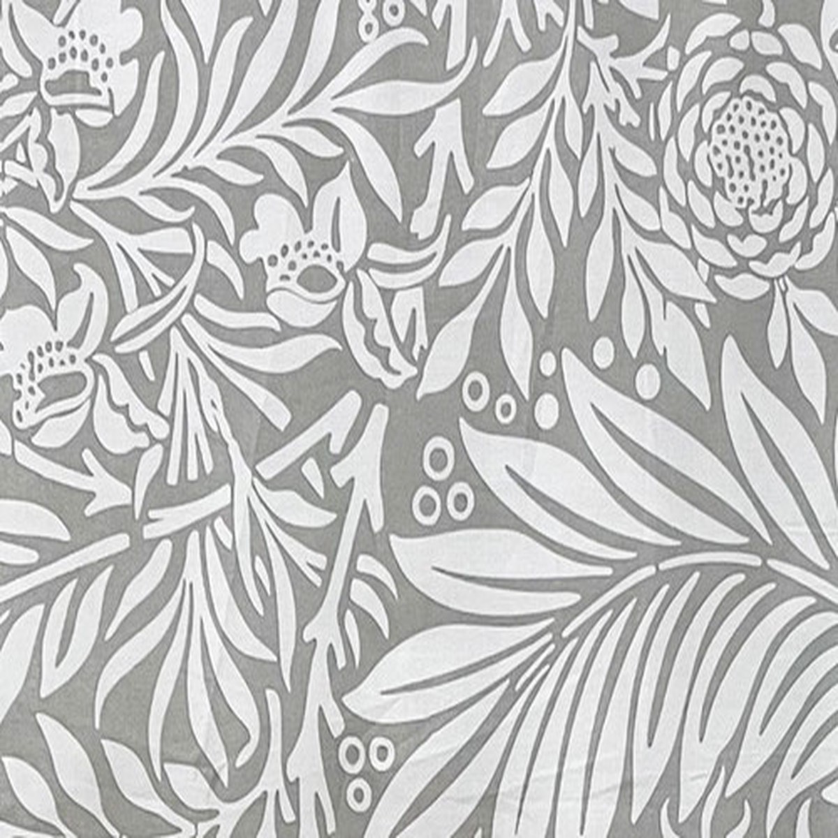 Poly Cotton Sheeting Floral Grey White A