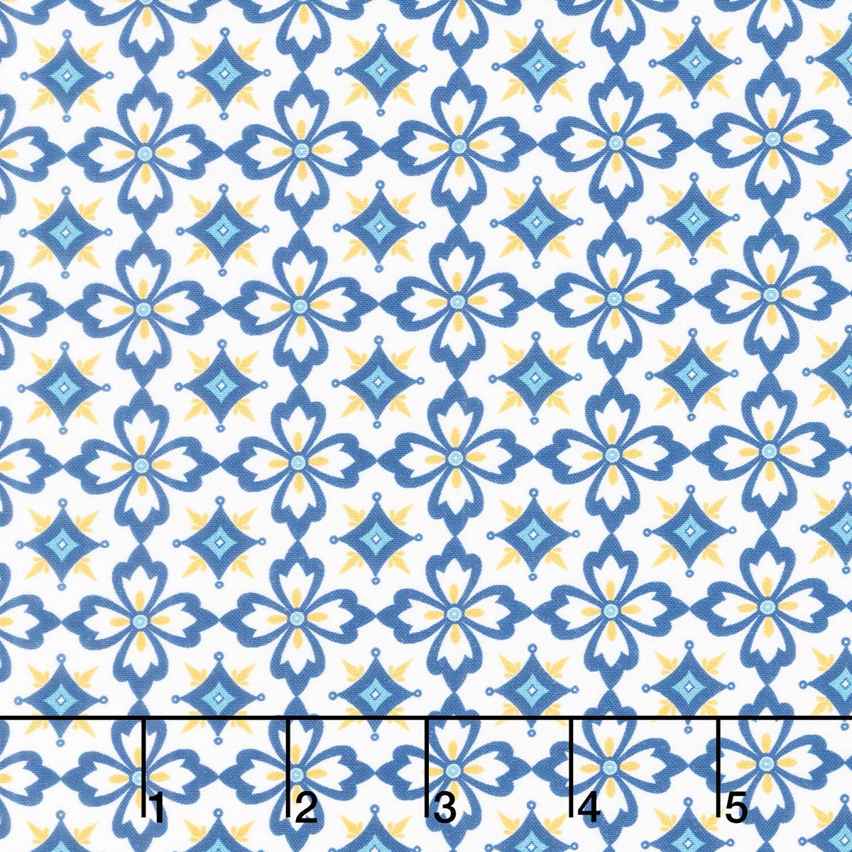 Villa Sol - Flower Tiles White Yardage