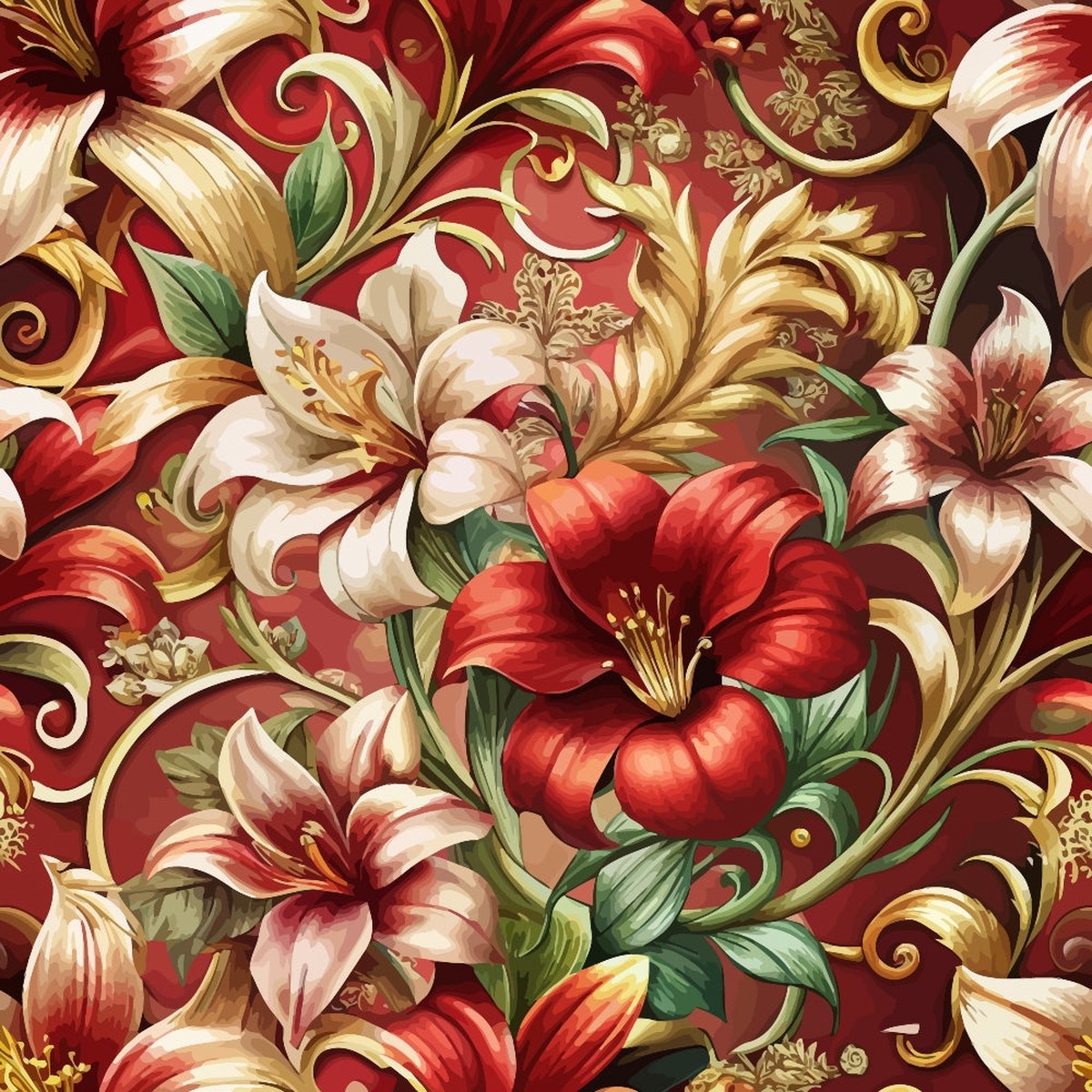 Baroque Florals Pattern 158 Quilting Cotton Fabric