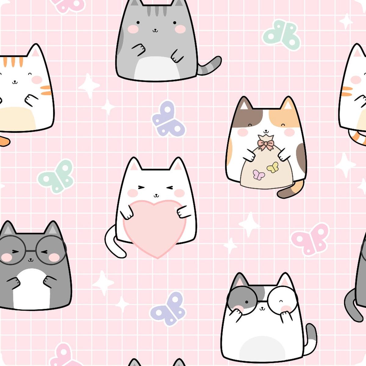 Hello Spring Cats Pattern 1 Quilting Cotton Fabric