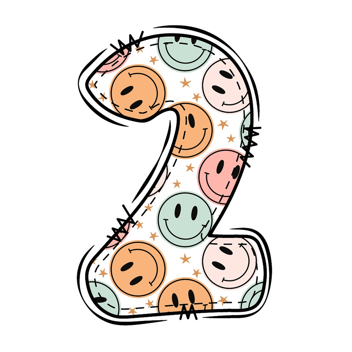 Groovy Doodle Smiley 2 Fabric Panel