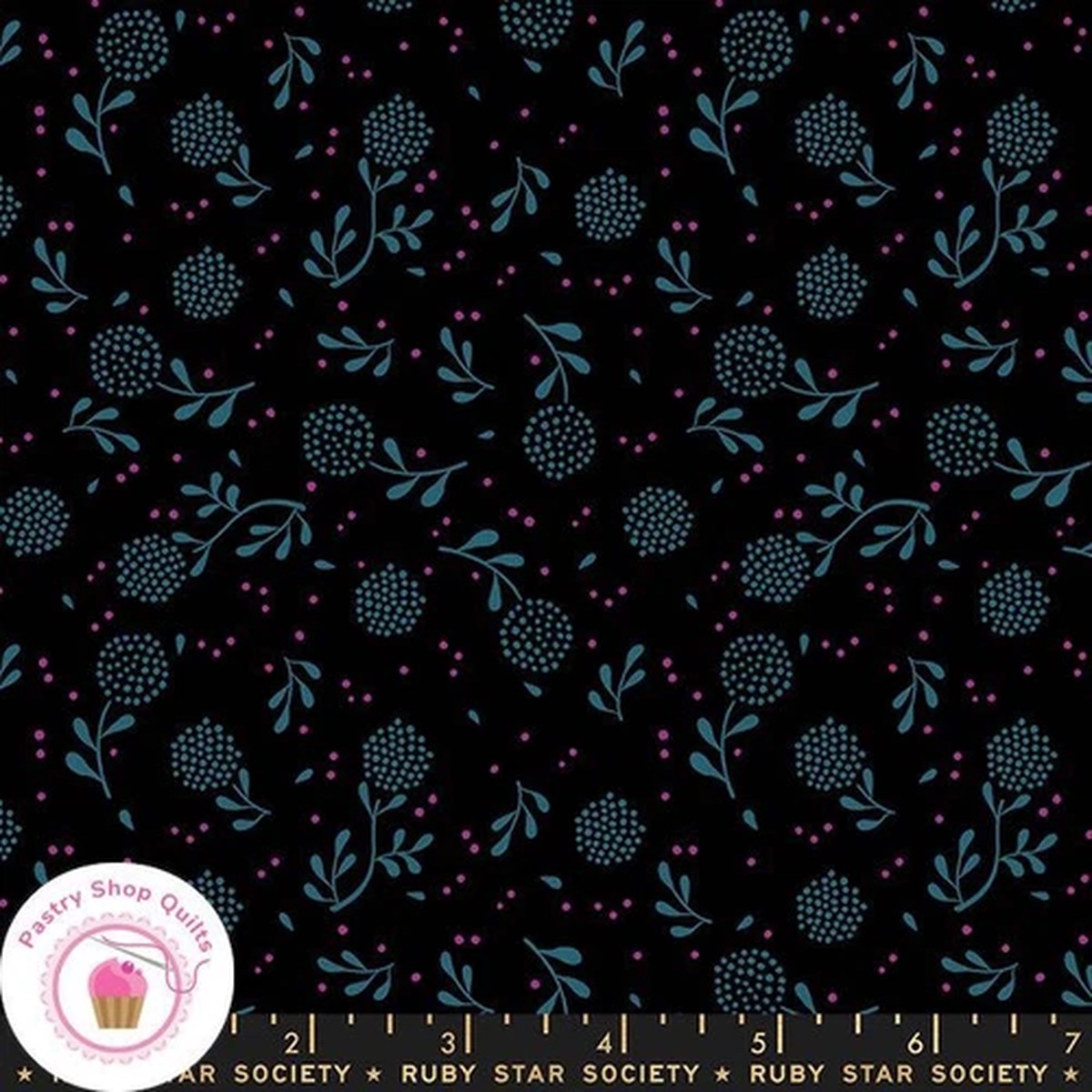 Moda RUBY STAR SOCIETY BACKYARD RS2091 16 Black Floral Quilt Fabric S Watts
