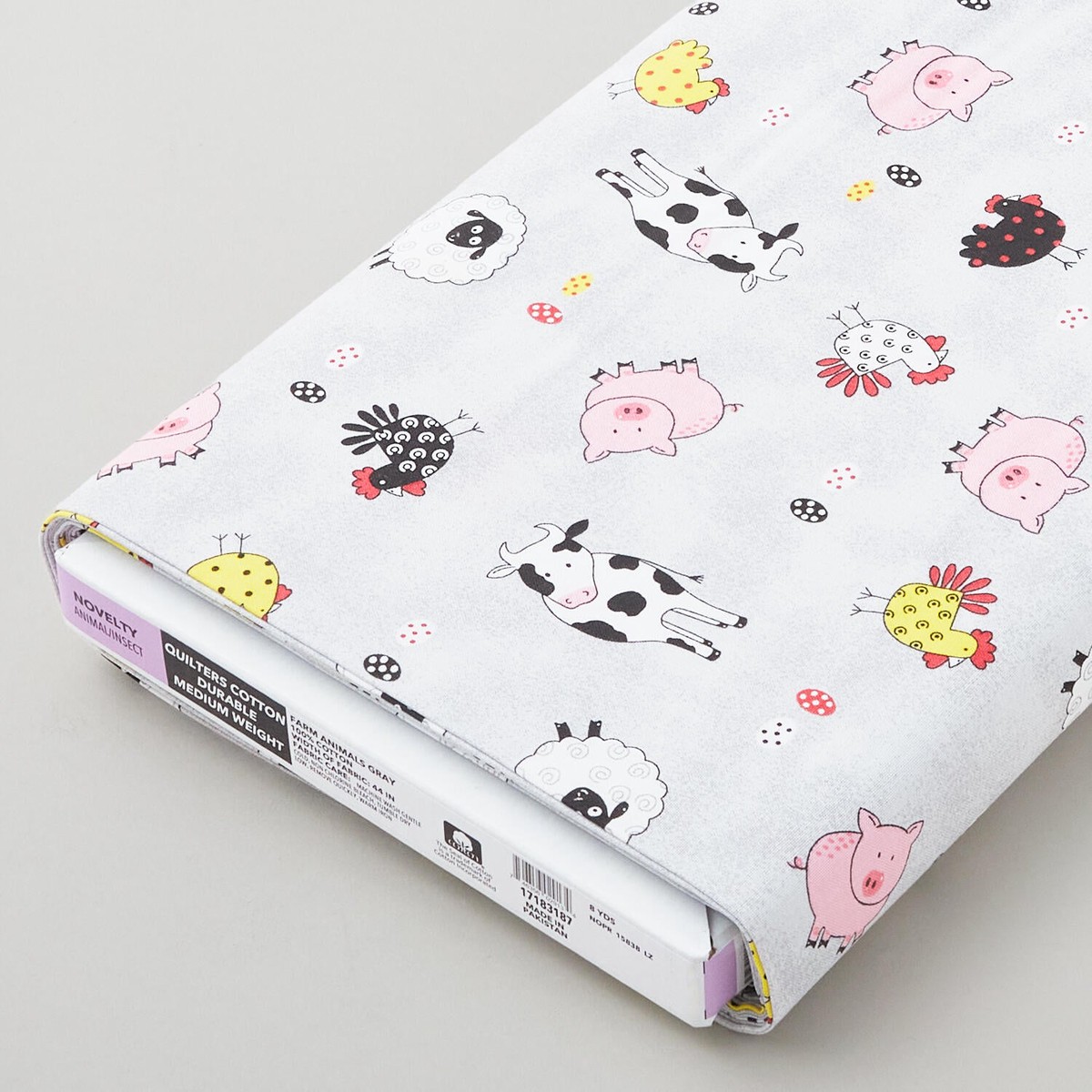 Novelty Prints - Farm Friends Gray 8 Yard Bolt