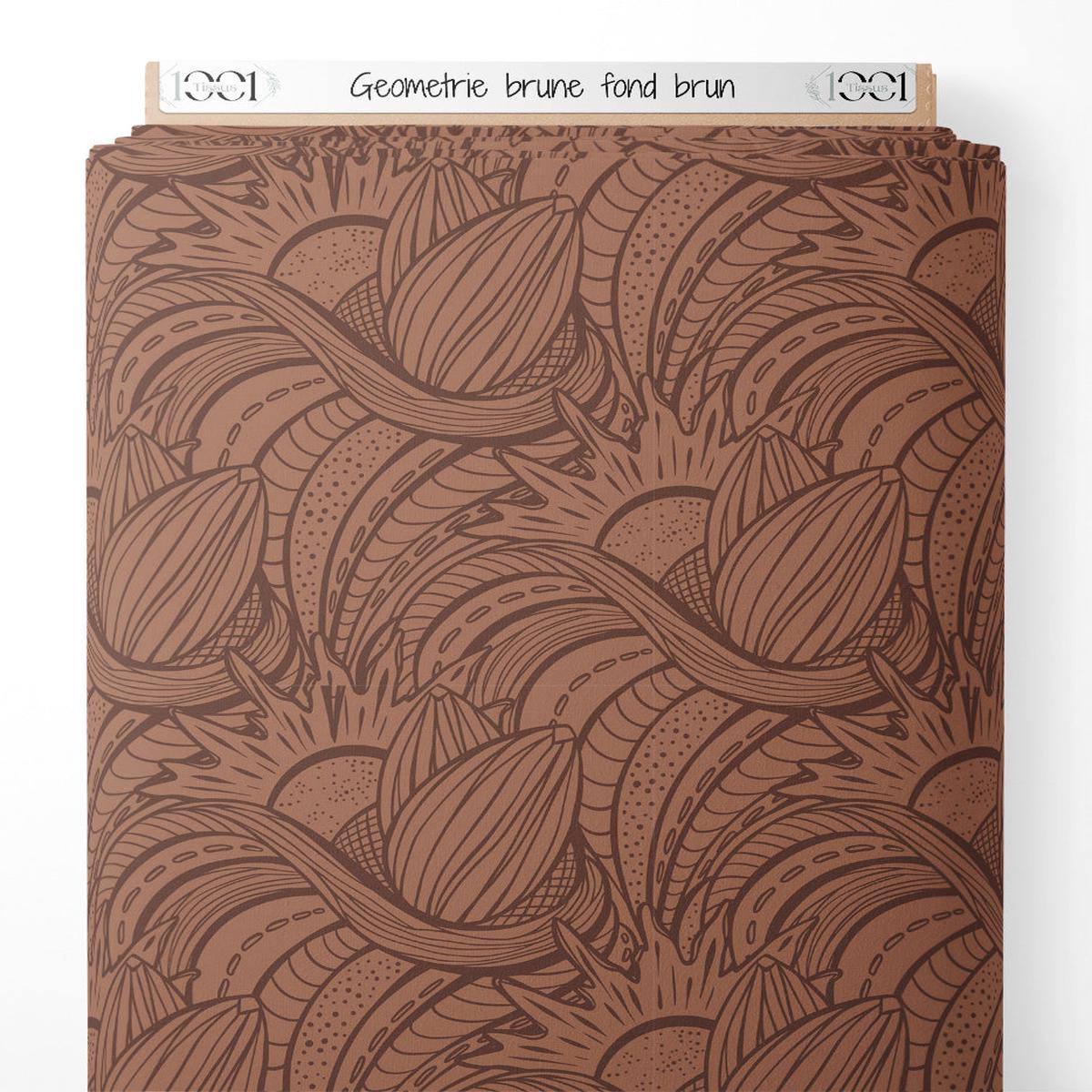 Tissu - Gomtrie brune sur fond brun