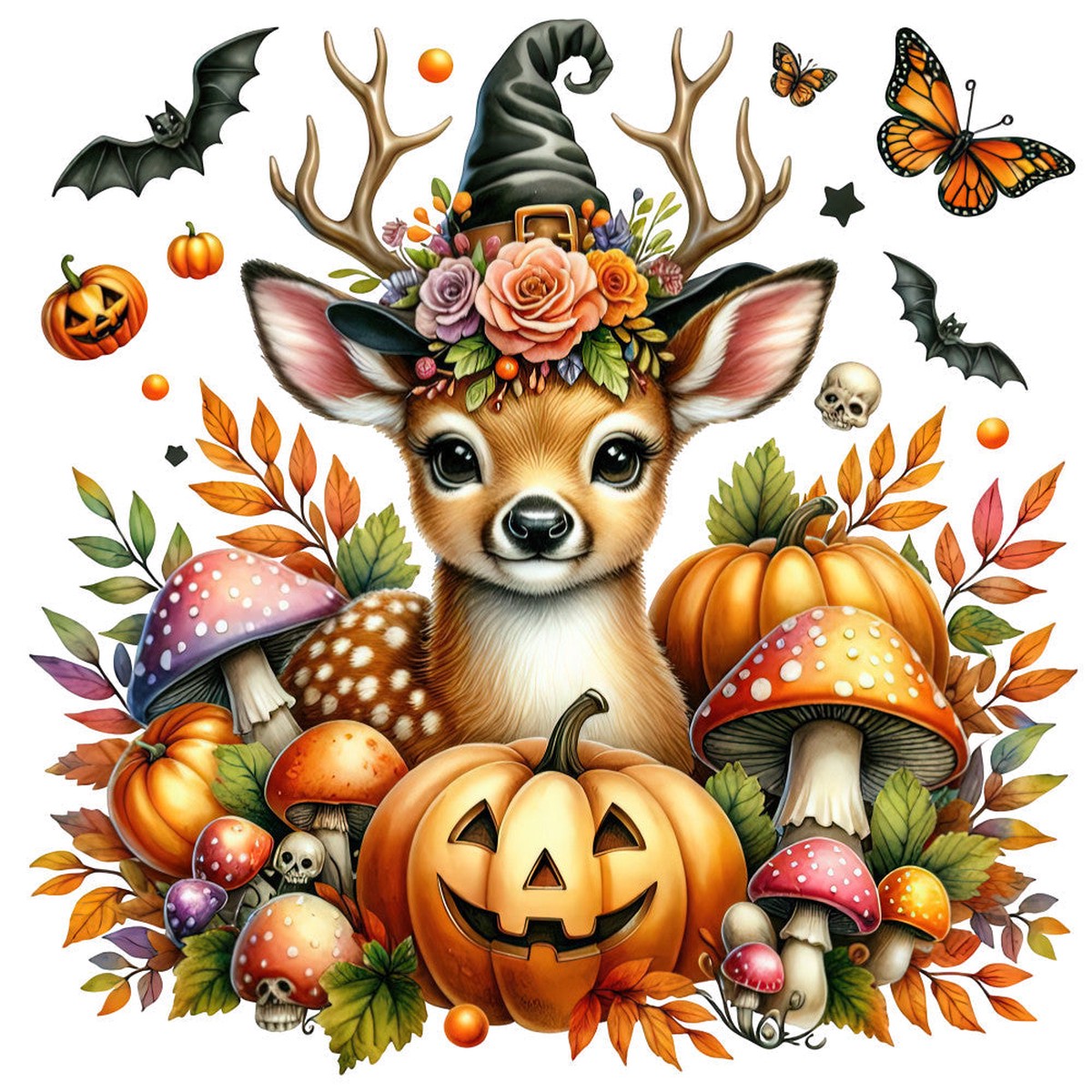 Halloween Wonder Animals Fabric Panel 77