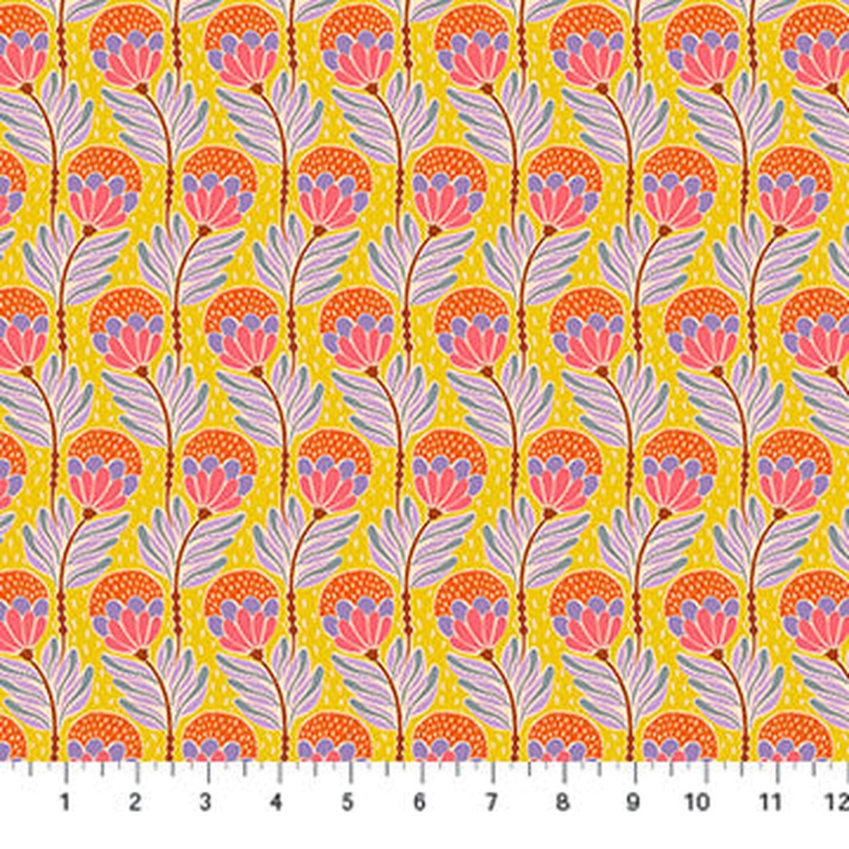 Anna Maria Textiles - Shooting Star - Bouncy Blooms in Saffron