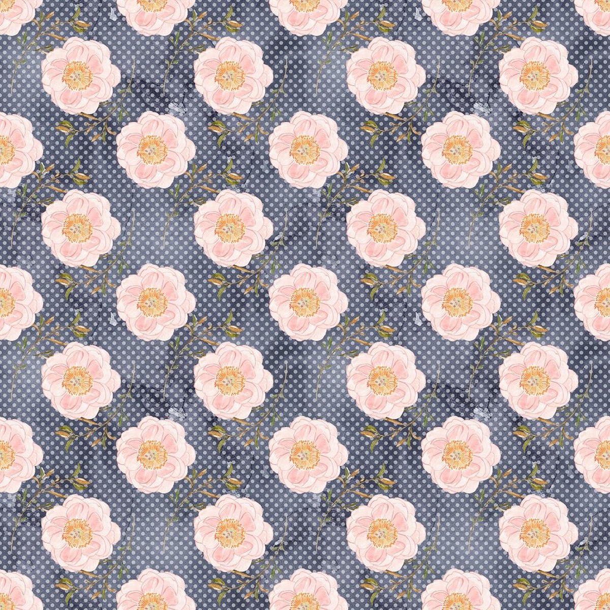 Blushing Peony Polka Dots Fabric - Purple