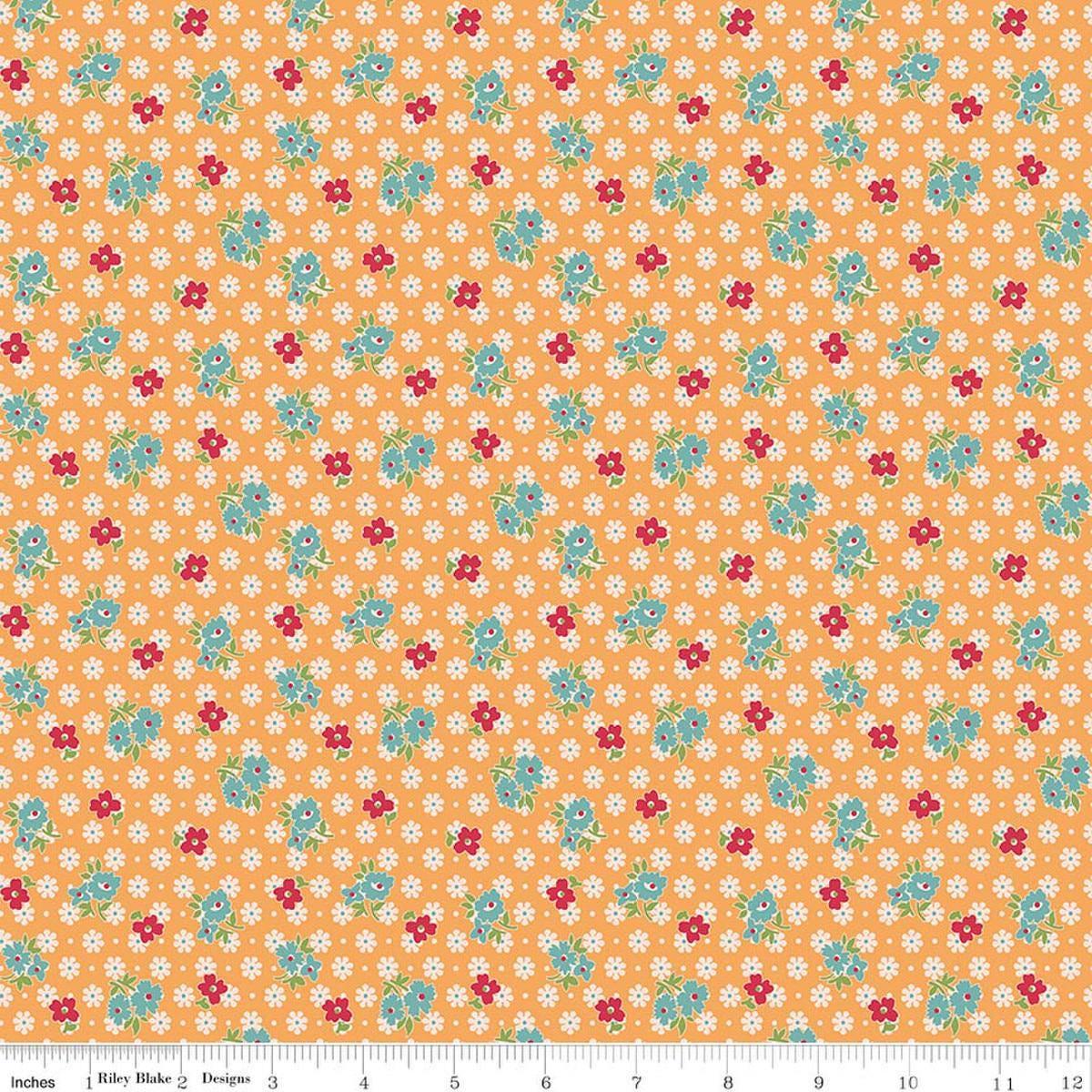 SALE Farmer's Daughter Feedsack C17162 Marigold - Lori Holt - Riley Blake Designs - Floral Flowers - Quilting Cotton Fabric
