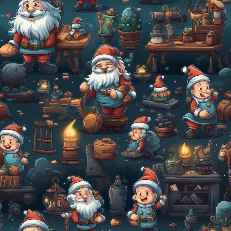 Santa's Workshop Pattern 5 Quilting Cotton Fabric