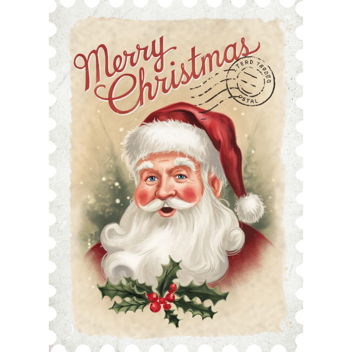 Vintage Christmas Postage Fabric Panel 7