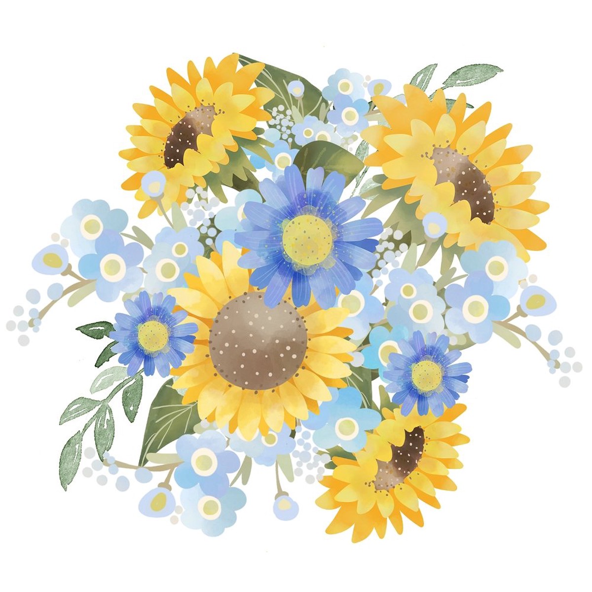 Farmhouse Sunflowers Bouquet Fabric Panel