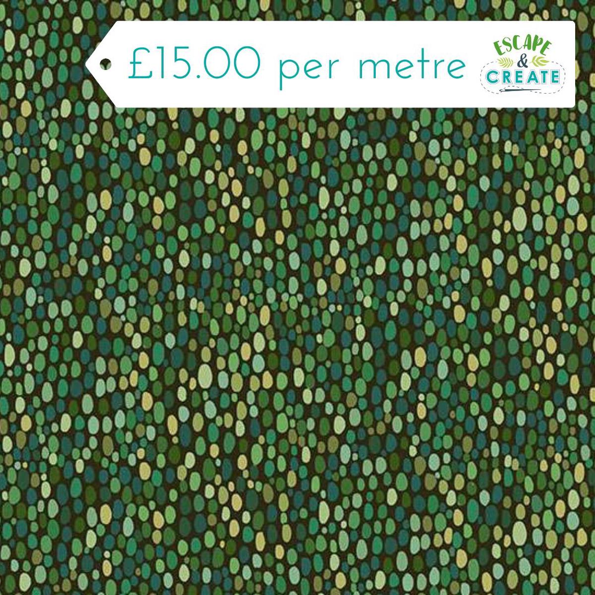 Makower Prehistoric Pebbles Jungle Greens
