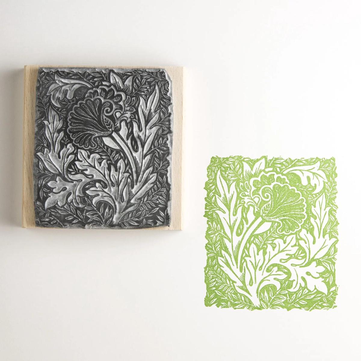 Pre- Raphaelite Flower Rubber Stamp | Craft Stamp