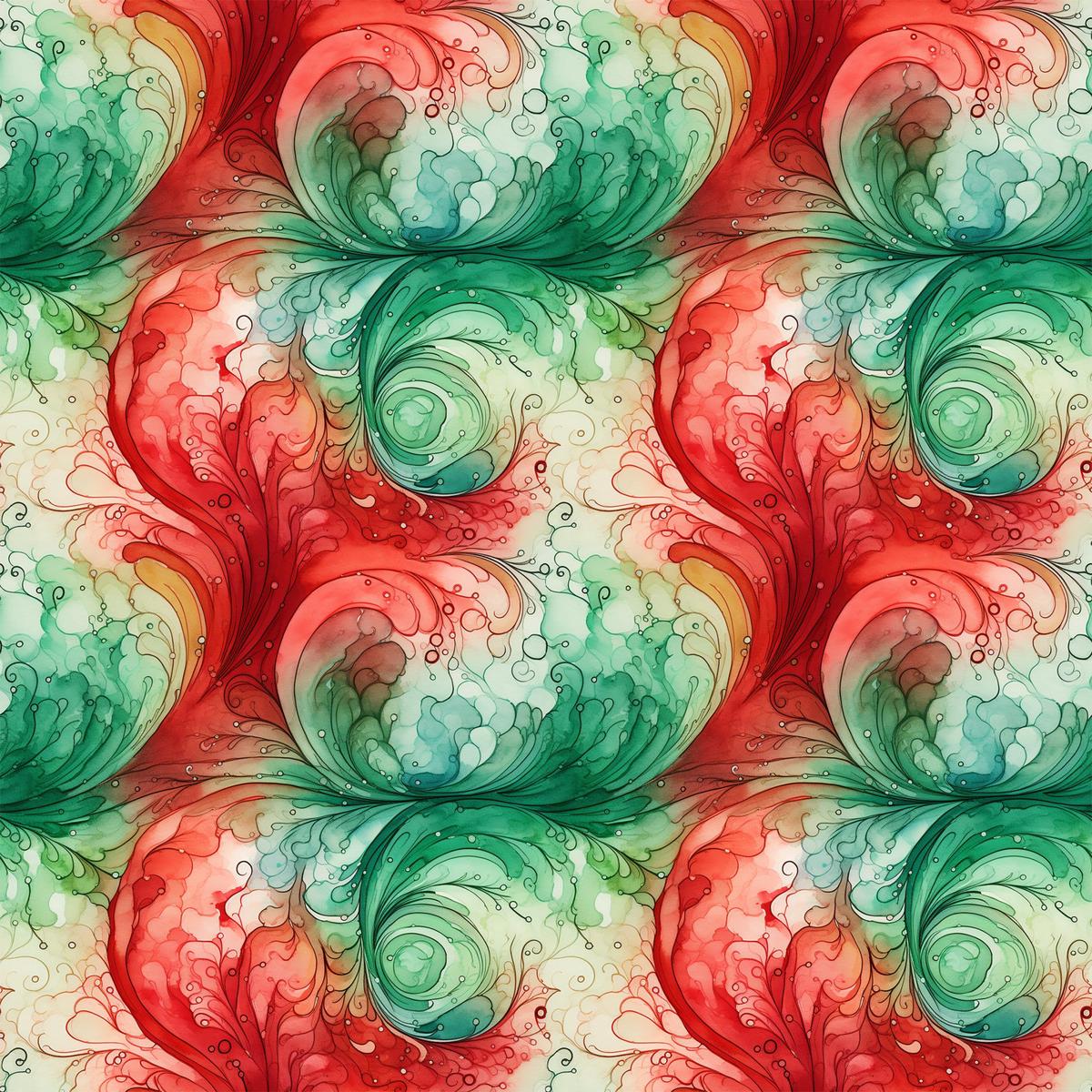 Watercolor Christmas Swirls Pattern 4 Quilting Cotton Fabric