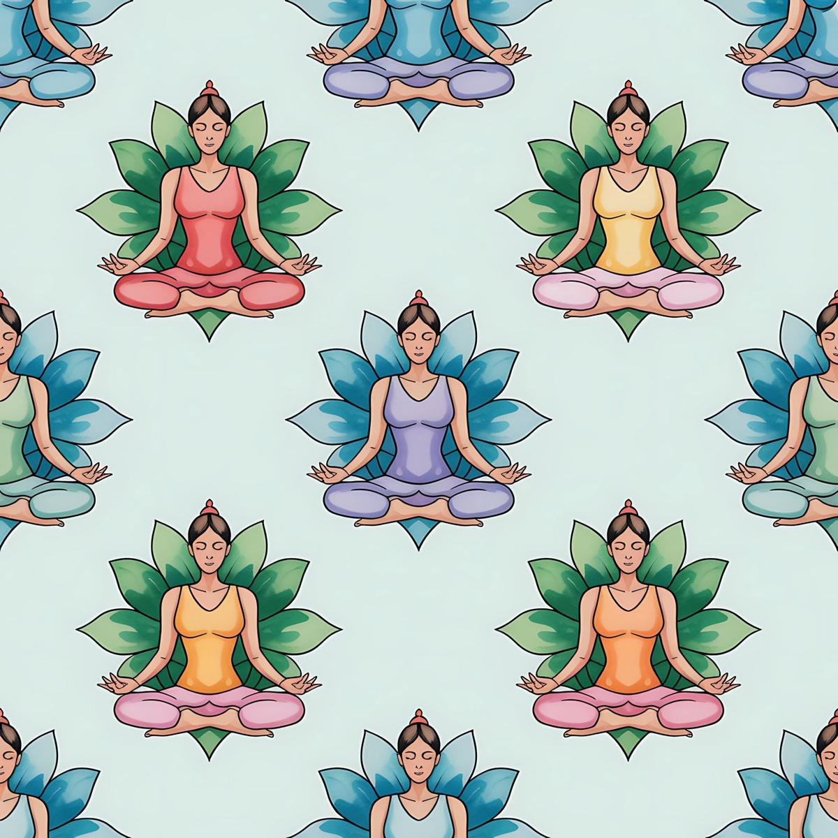 Yoga Poses Pattern 11 Quilting Cotton Fabric