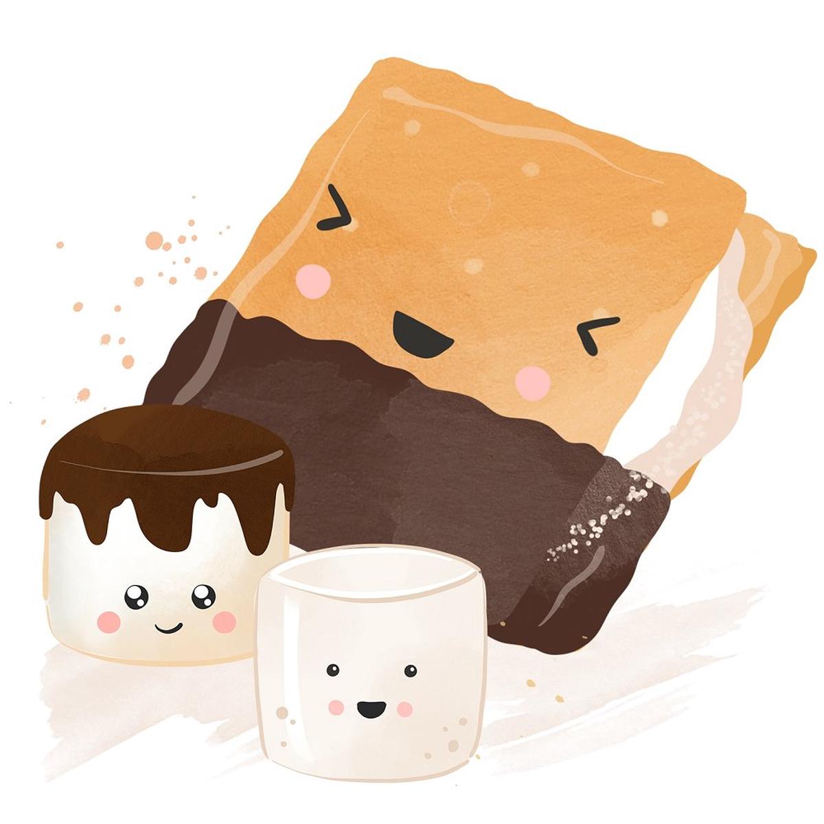 Cute Smores Scene 8 Fabric Panel