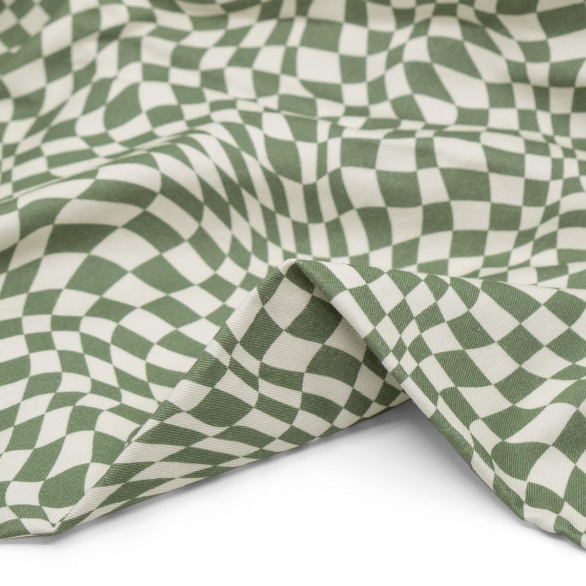 Magic Eye Printed Cotton Twill - Sage/Cream