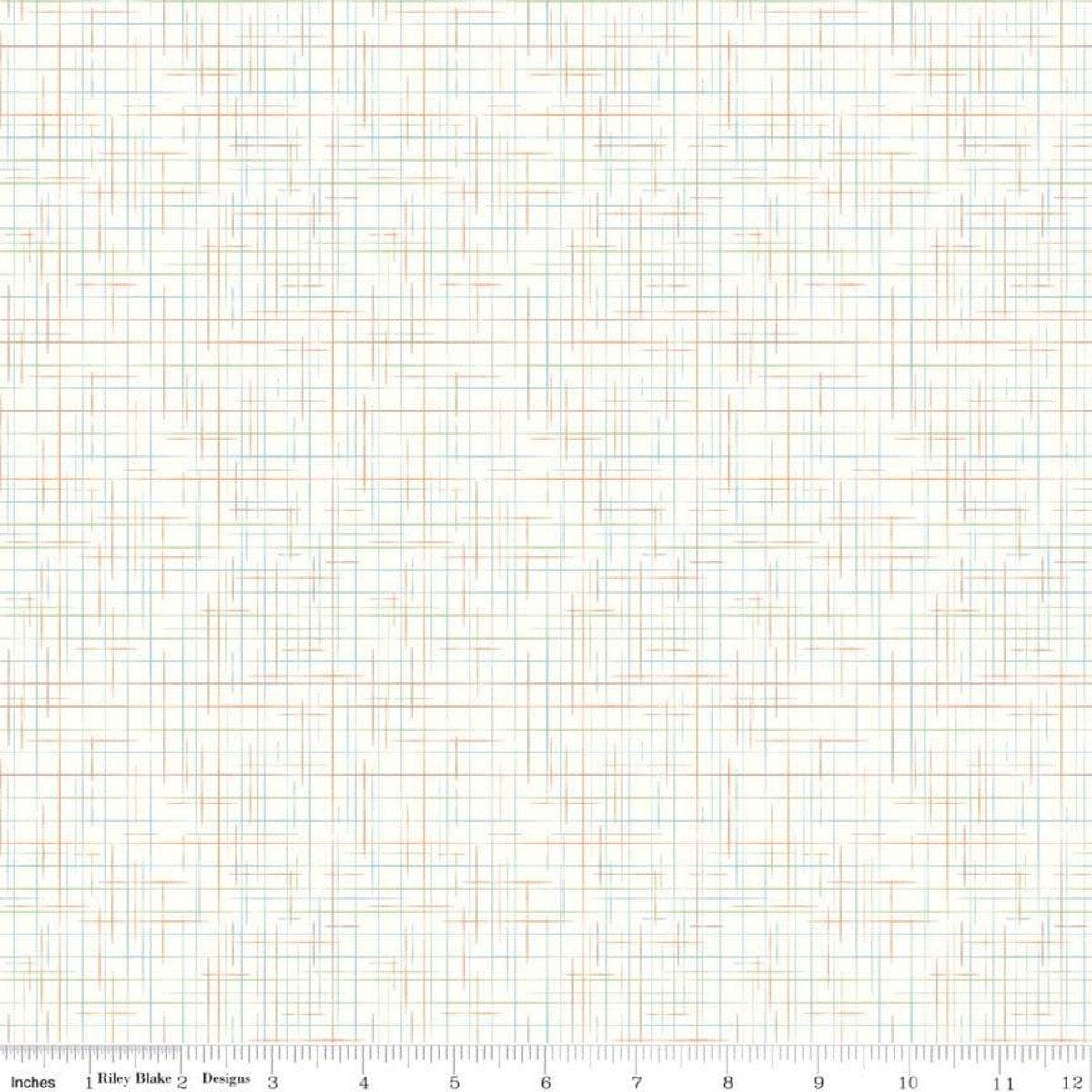 SALE Autumn Love Gunny Sack C7362 Cream - Riley Blake Designs - Lori Holt - Multi-Colored Interwoven Lines - Quilting Cotton Fabric