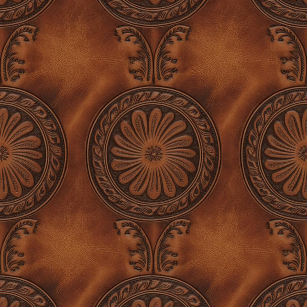 Western Tooled Leather Pattern 4 Quilting Cotton Fabric