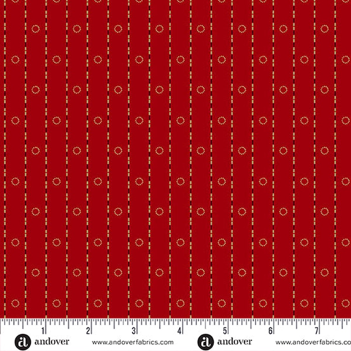 Andover Bridgeport 5605 R Red Circle Stripes By The Yard