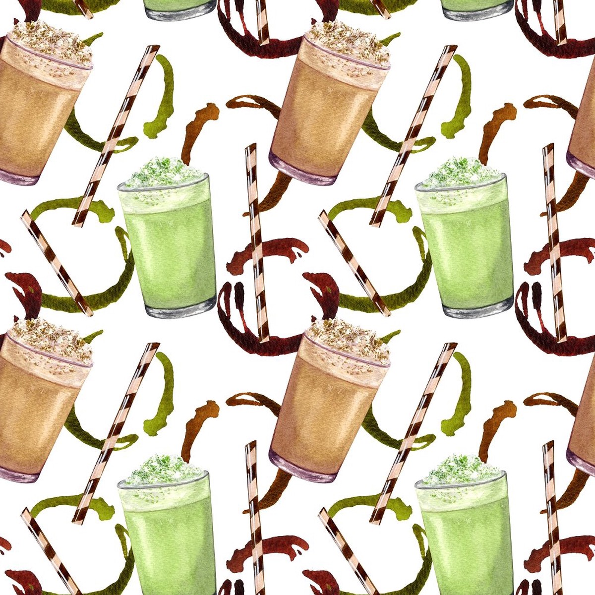 Mixed Matcha Latte Fabric - White
