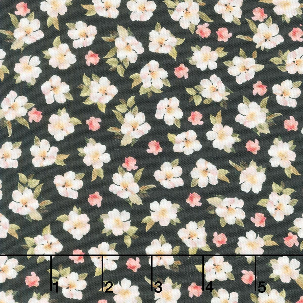 Stroke Of Genius Tossed Small Flowers Black Yardage