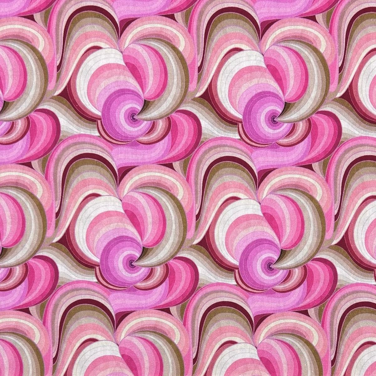 Pink Whirl Linen Mix Fabric