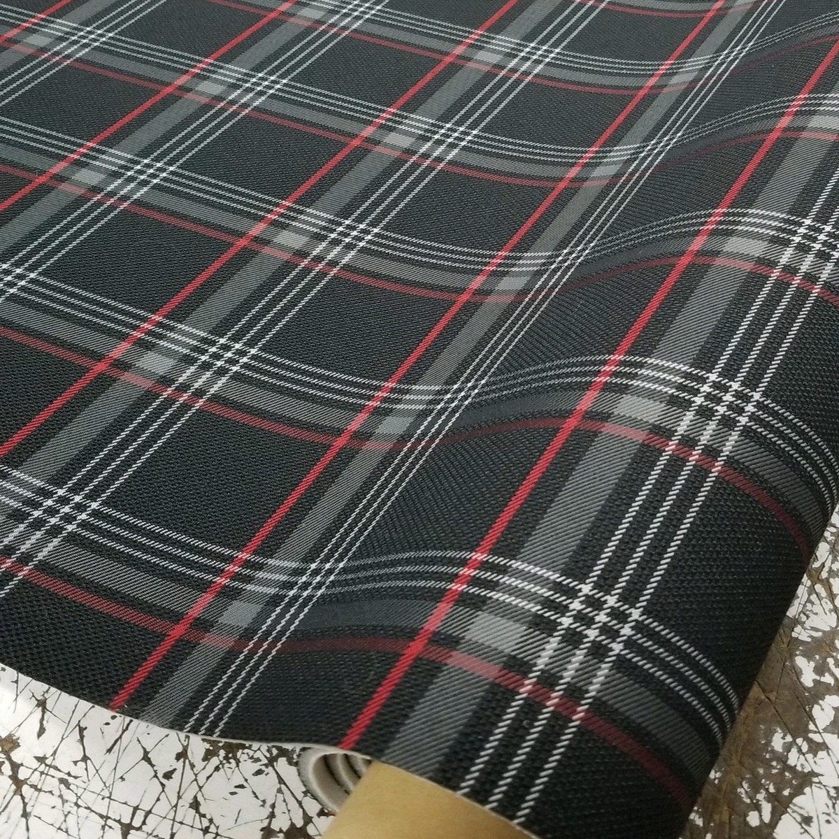 German Plaid Red/Black/Gray OEM Fabric 58" Wide - Sold by the Continuous Yard