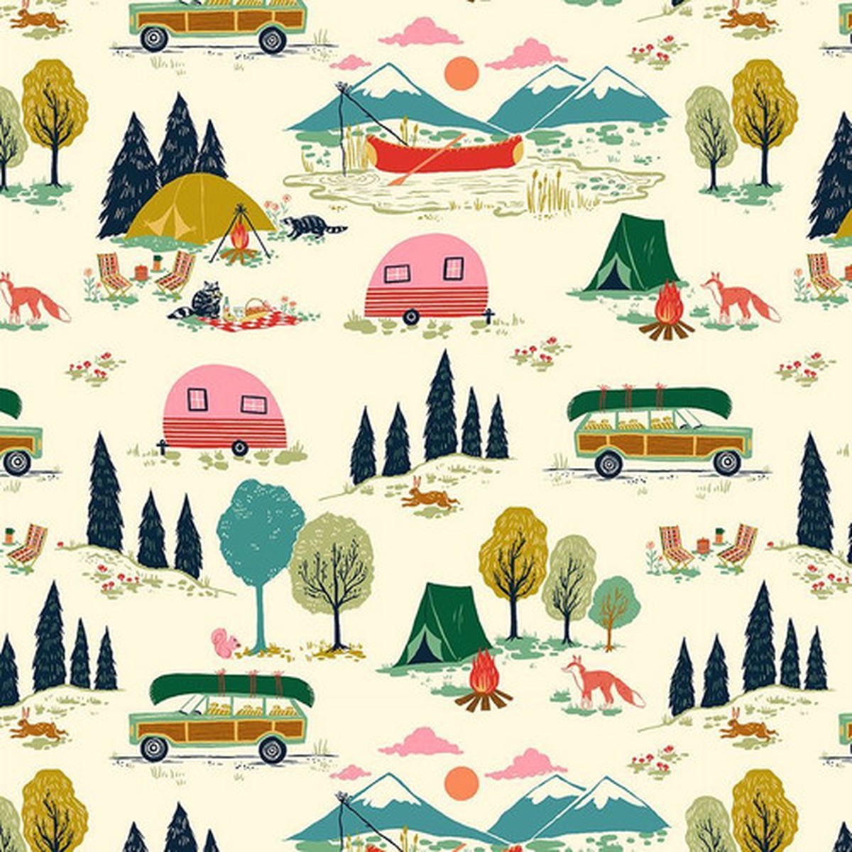 Gone Camping Retro Campers quilt cotton fabric - Dear Stella Gone Camping Sold by the Quarter Yard