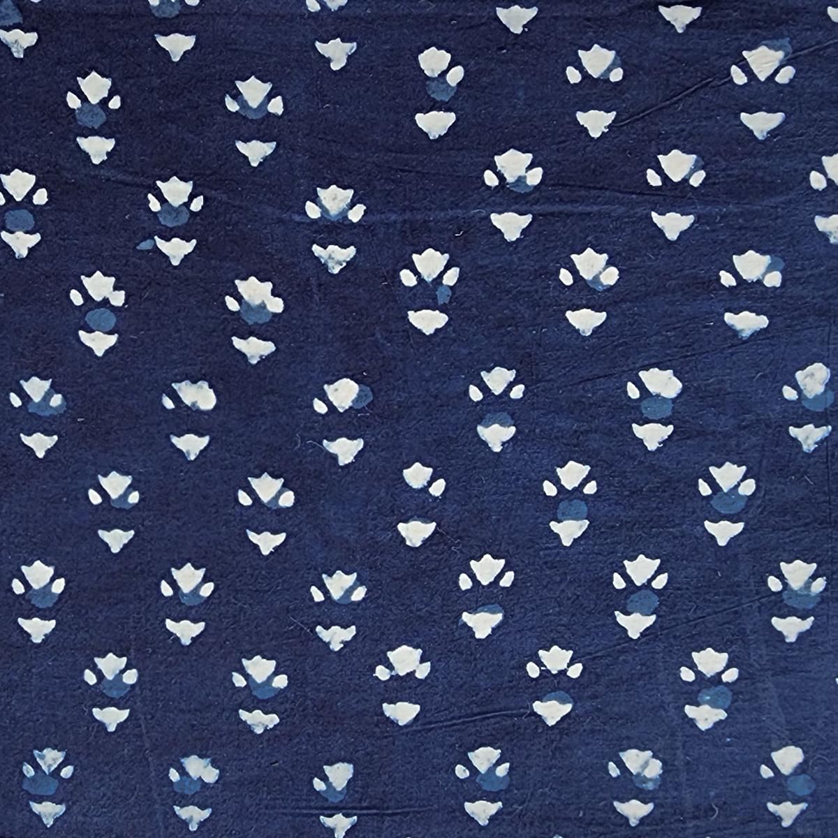 Pure Cotton Indigo Motif Hand Block Print Fabric