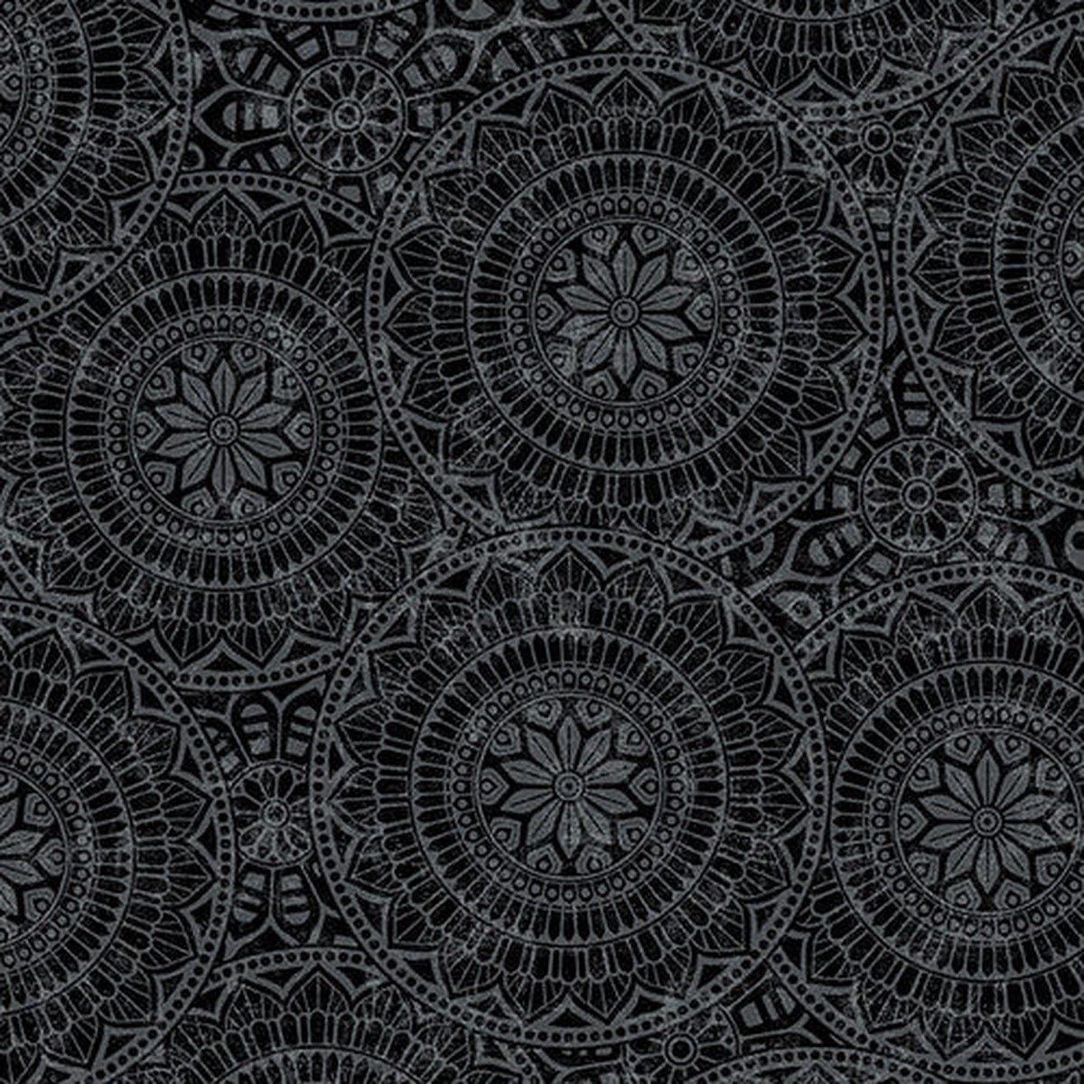 Tossed Mandalas 118" Black Backing
