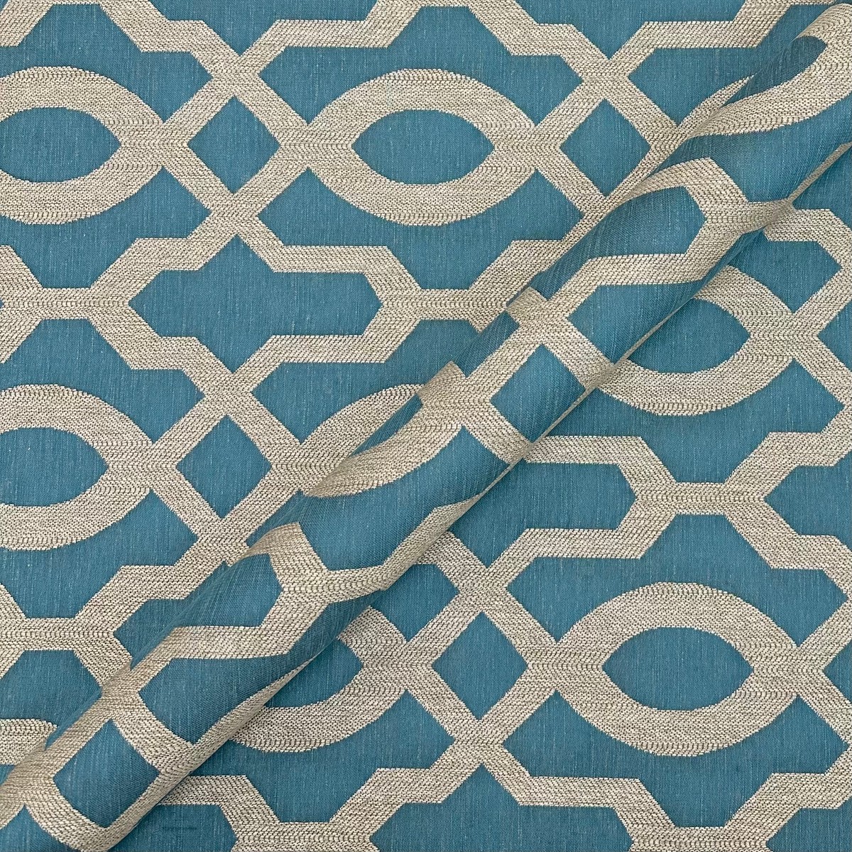 Aristo Azure & Tan Contemporary Upholstery Fabric 56"