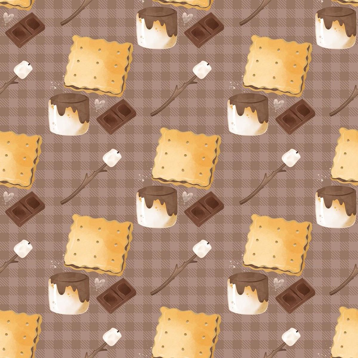 Cute Smores Allover Fabric - Brown