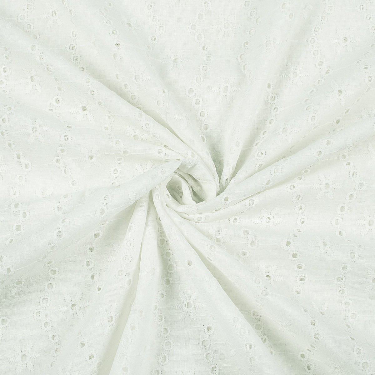 Floral White Premium Schiffli Embroidery Dyeable Cotton Fabric (Width 52 Inches)