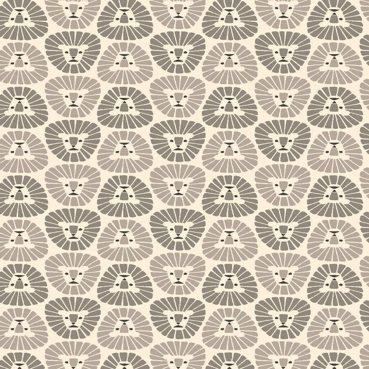 Rising Sun Lion By Loes van Oosten for Cotton + Steel Fabrics Fog / Cream