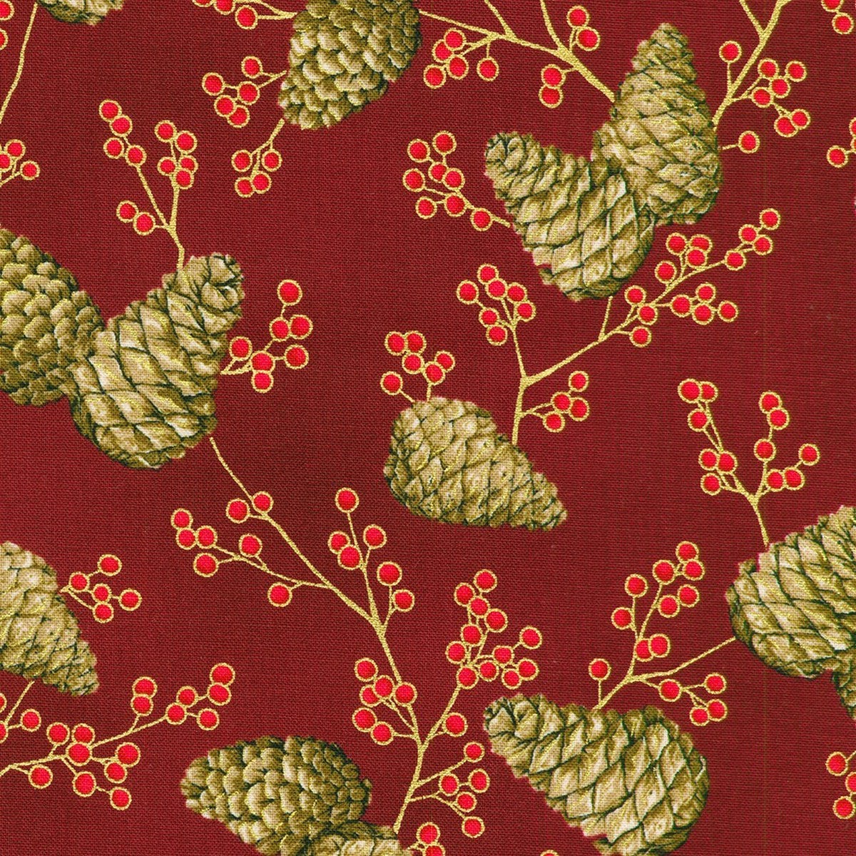 Robert Kaufman - Holiday Flourish - Forest Glen -SRKM-23705-113 CRANBERRY