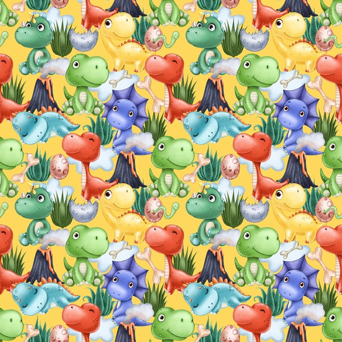 Colorful Dino Fabric