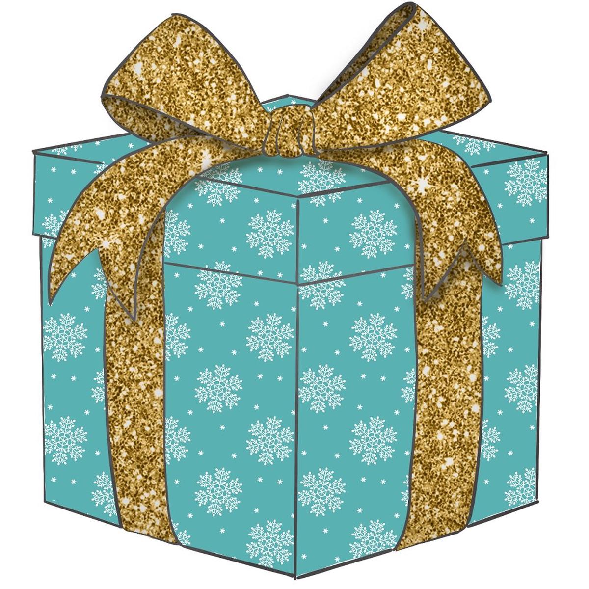 Elegant Nutcracker Blue and Gold Present Fabric Panel